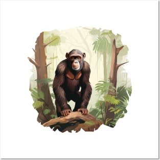 Cute Chimpanzee In Jungle Posters and Art